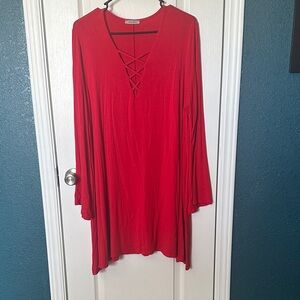 Catherines Vibrant Red dress with Crisscross Detail